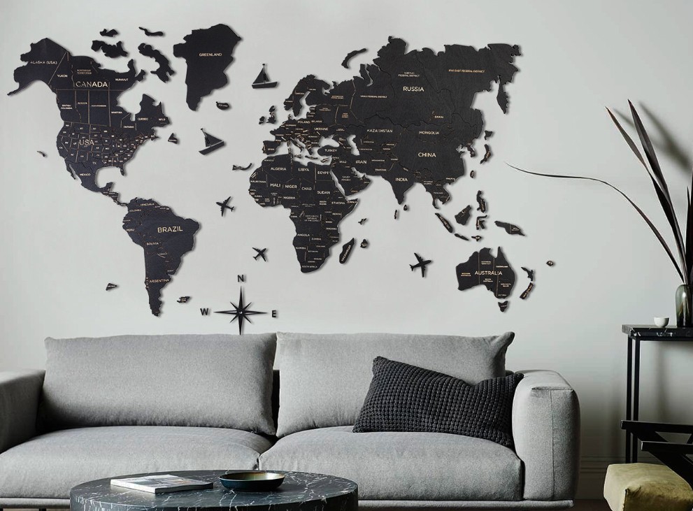 trevegg verdenskart farge svart