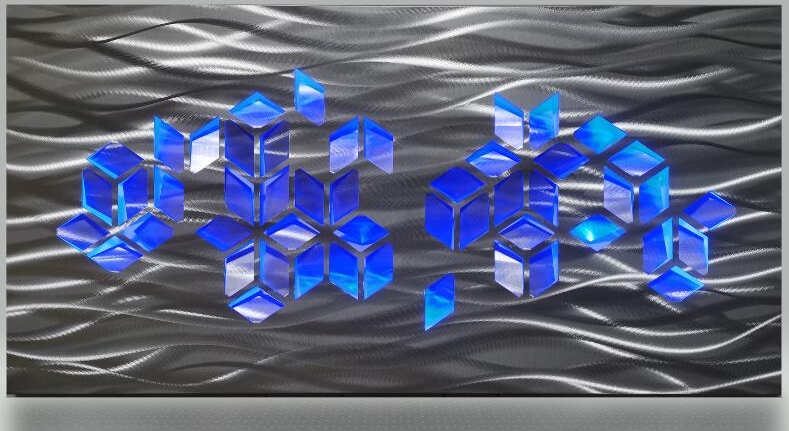 METALL abstrakte veggmalerier 3d-form - led lyser opp
