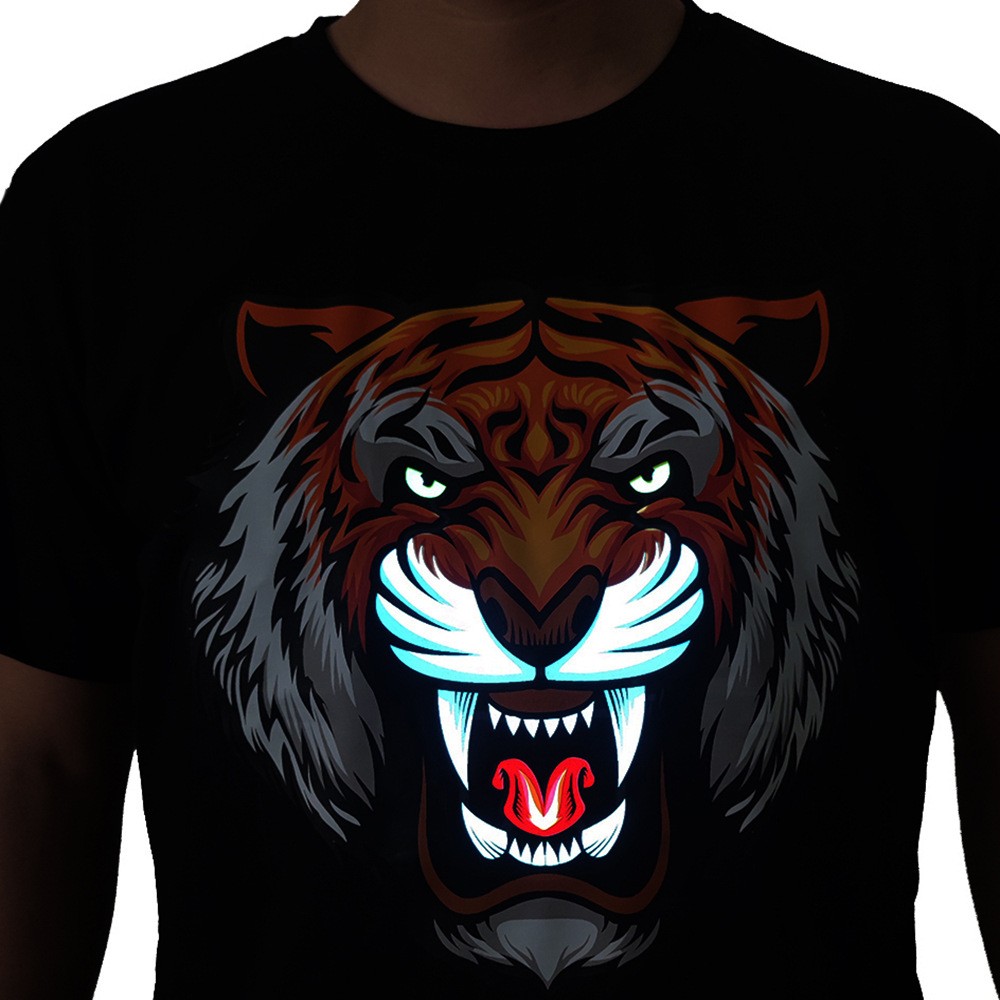 t-skjorte tiger led blinkende belysning t-skjorte
