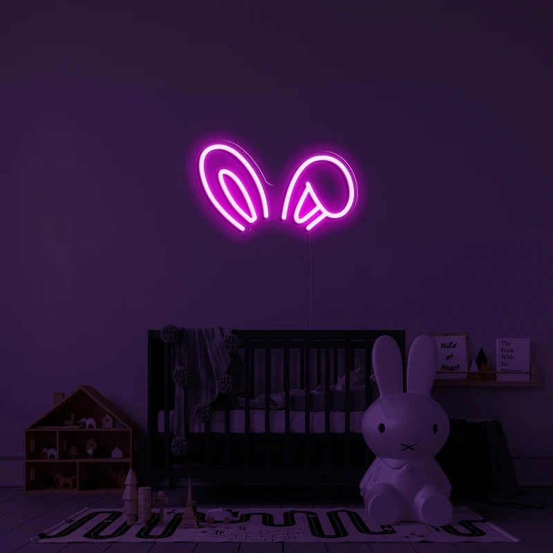 3D-glødende neonlogo på en vegg - kaninører