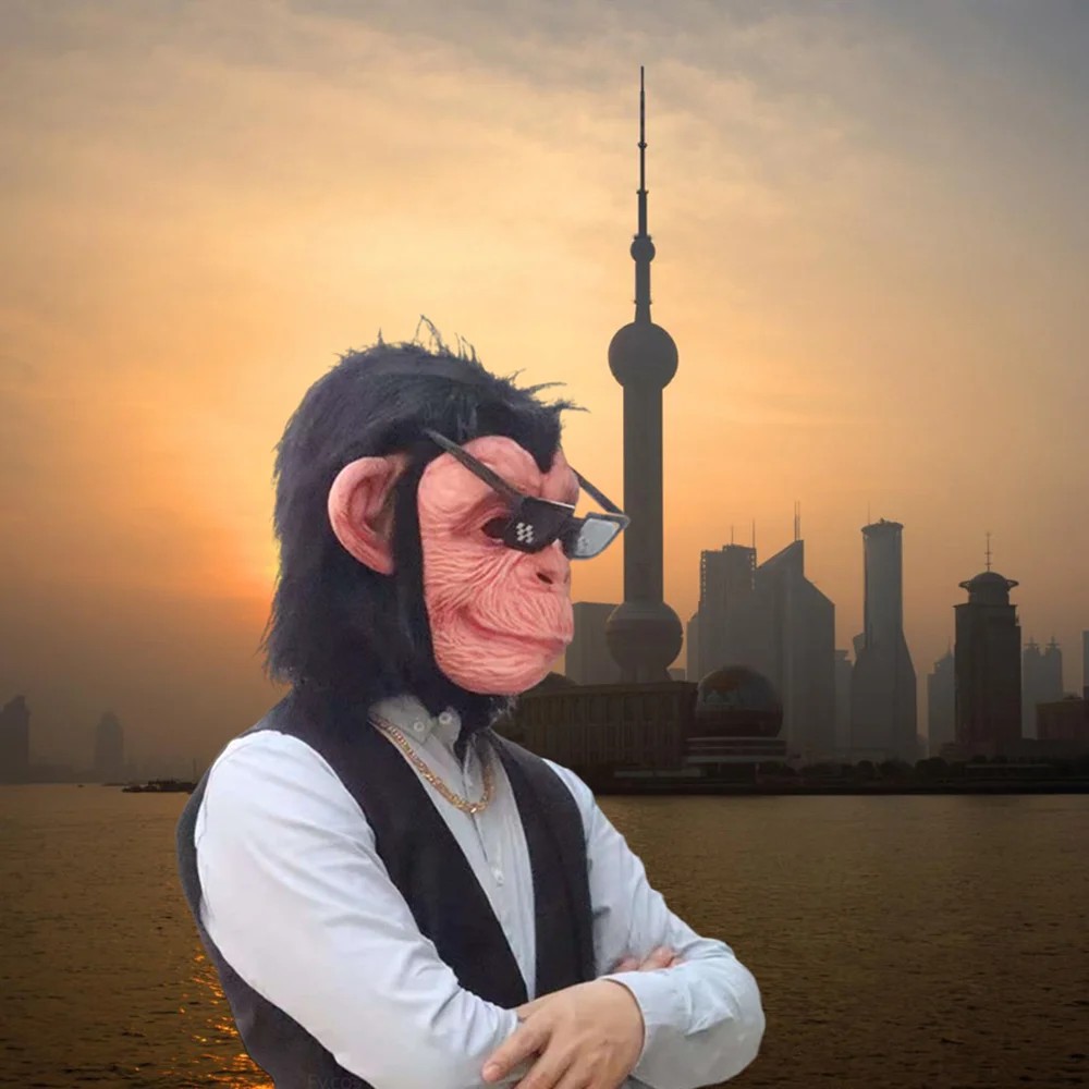 Sjimpanse-ape ansiktshodemaske silikonlatex