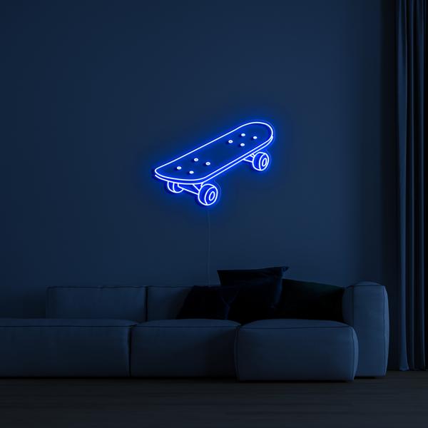 3D glødende LED neonskilt på veggen - skateboard