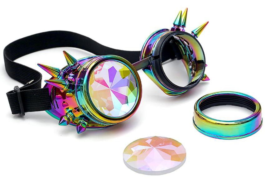 steampunk holografiske ledende glødende briller