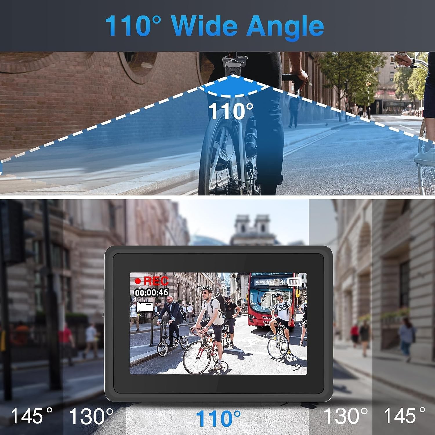 sykkelkamera synsvinkel 110 grader + monitor