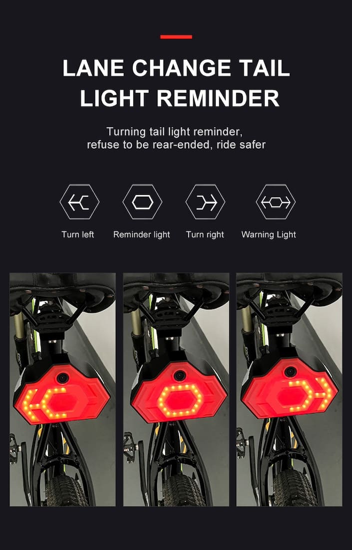 sykkel baklys med blinklys + kamera