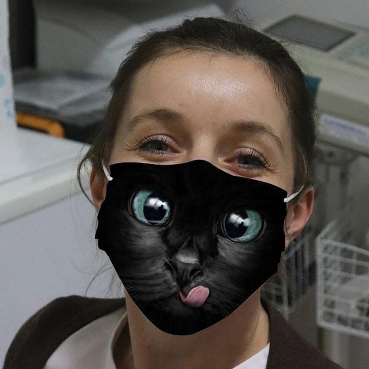 katt ansiktsmaske svart