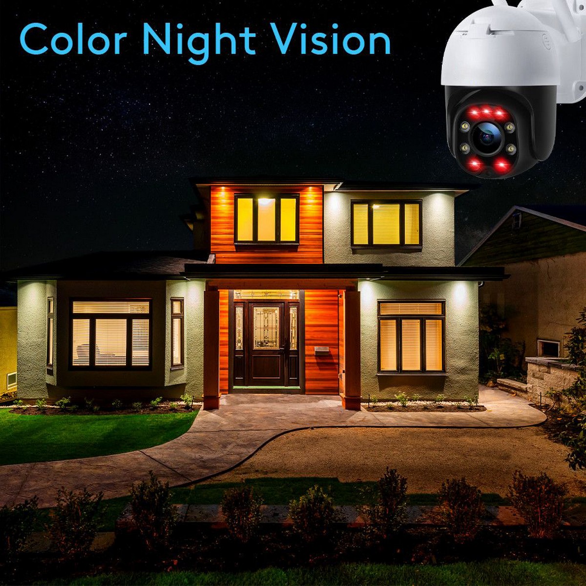 nattesyn ip sikkerhetskamera - infrarøde lysdioder farget