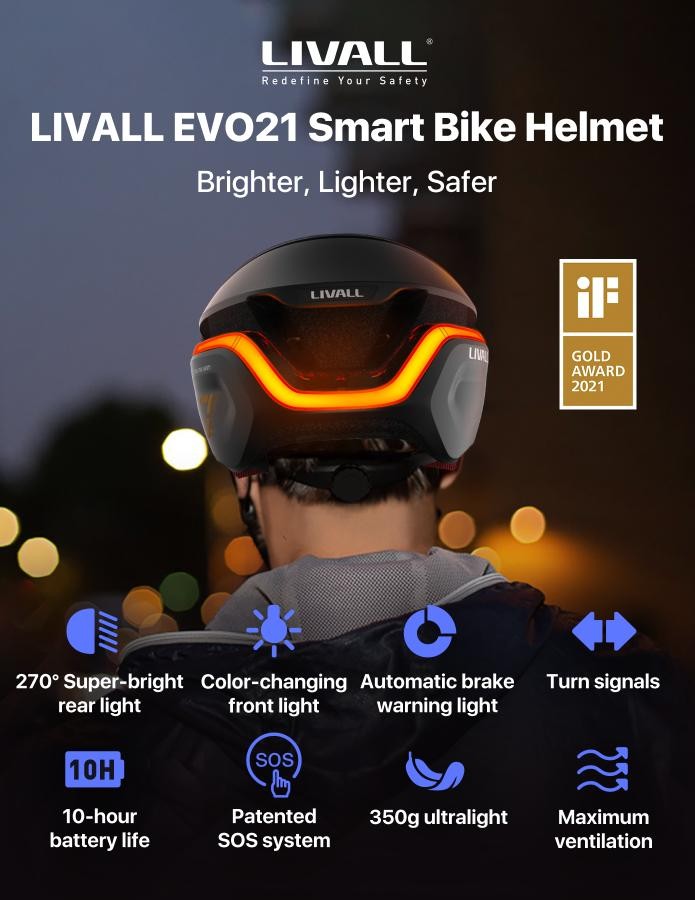 SMART sykkelhjelm - Livall EVO21