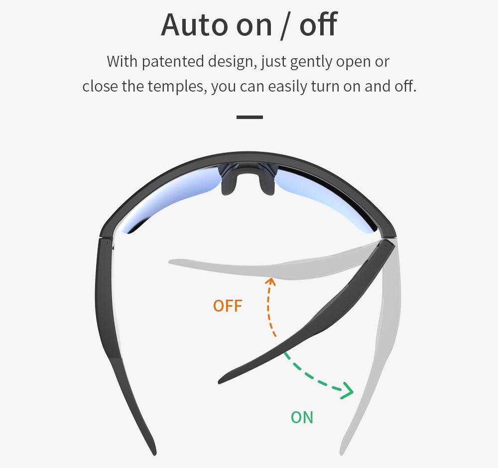 bluetooth-briller lytter til musikk og samtaler