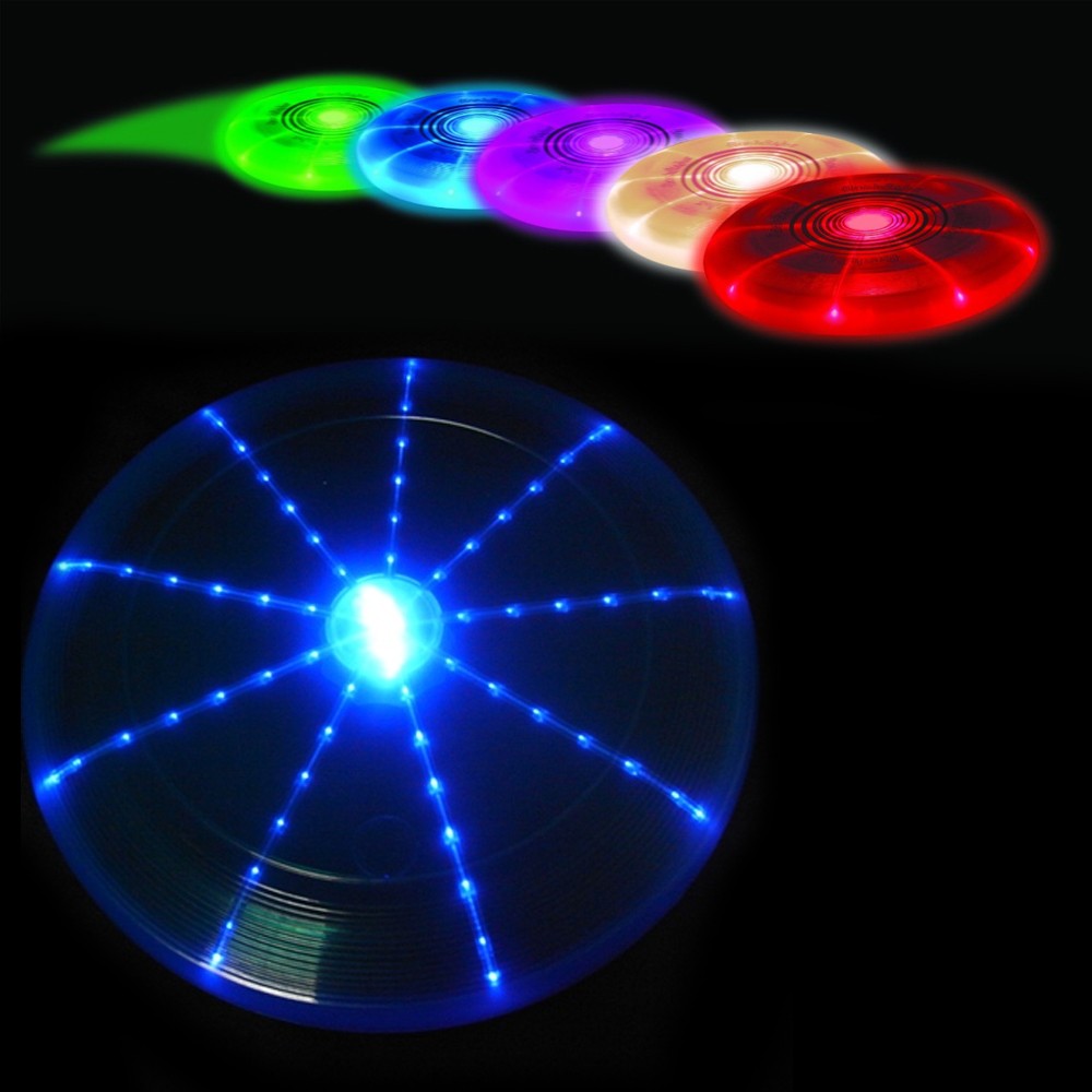glødende frisbee-skive som flyr