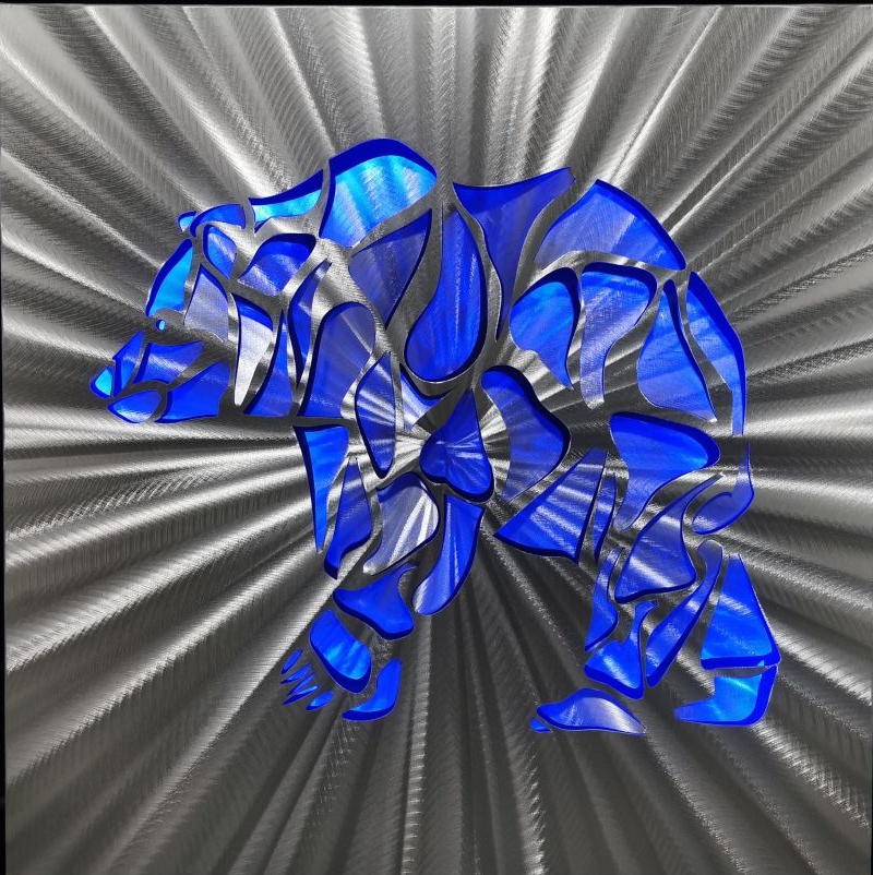isbjørn - LED abstrakte metallmalerier 3D aluminium