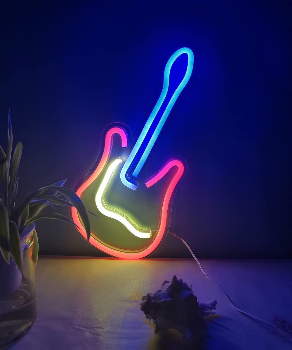 glødende gitar på veggen - led neon