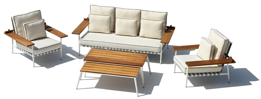 Utendørs hage sitteplasser eksklusivt design med tre aluminium med et stort bord