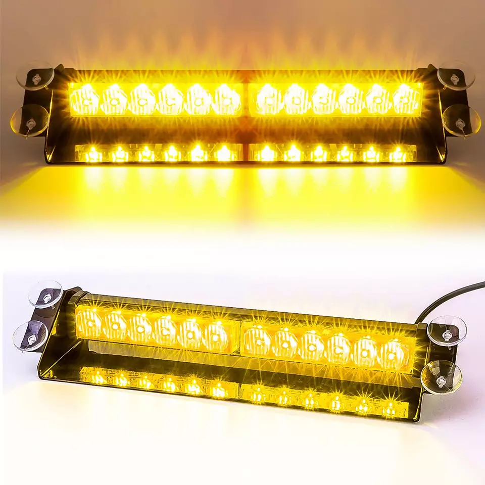 Advarsel LED lys strobe for bilen 24 LEDs hvit gul farge