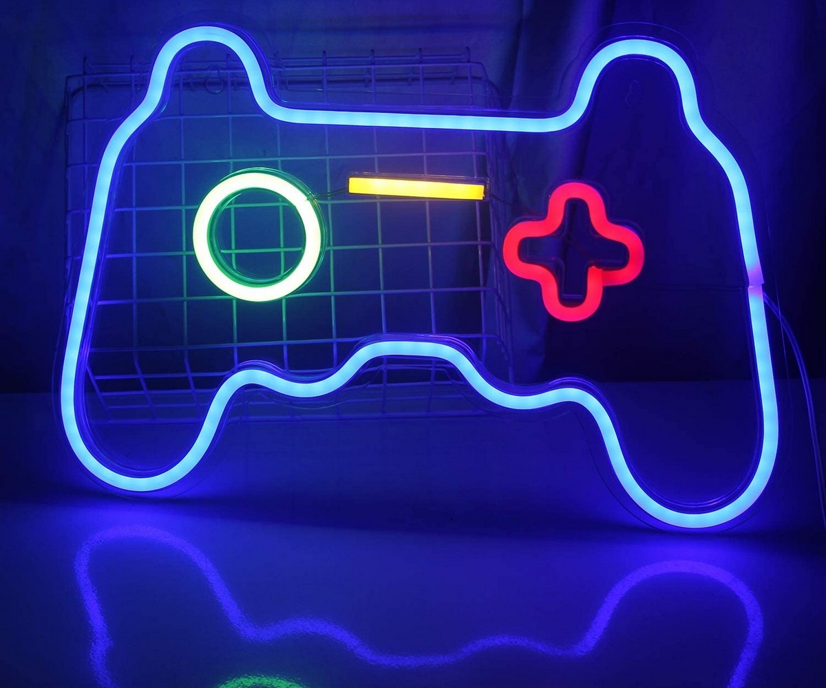 neon led logo på veggbelysning - gamepad