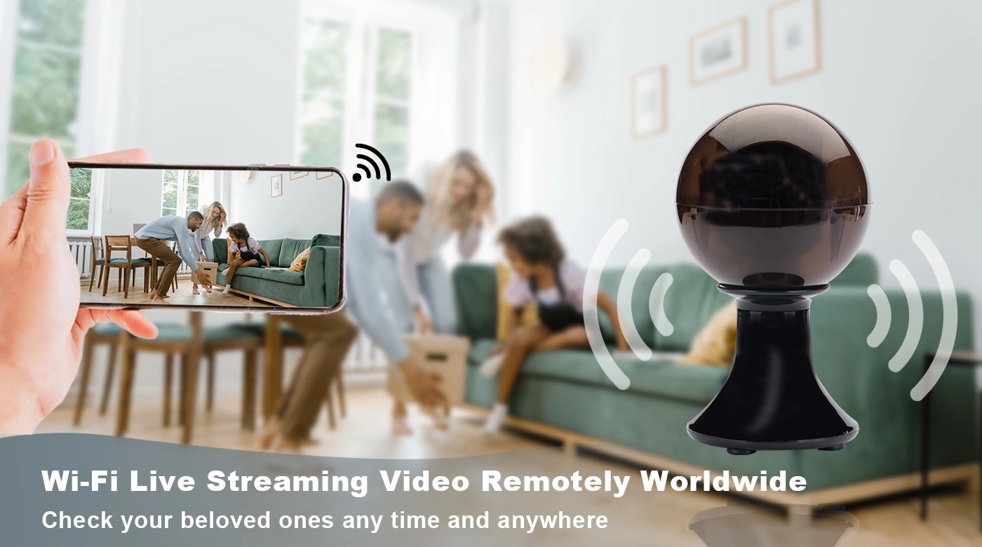 wifi live stream trådløst sikkerhetskamera svart ball