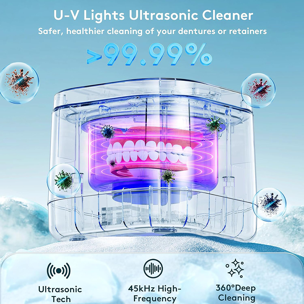 ultrasonisk holderrens protesrens U-V 99,99 % lett rengjøring