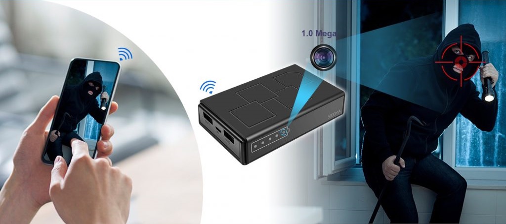 powerbank HD-kamera med bevegelsesdeteksjon + alarm