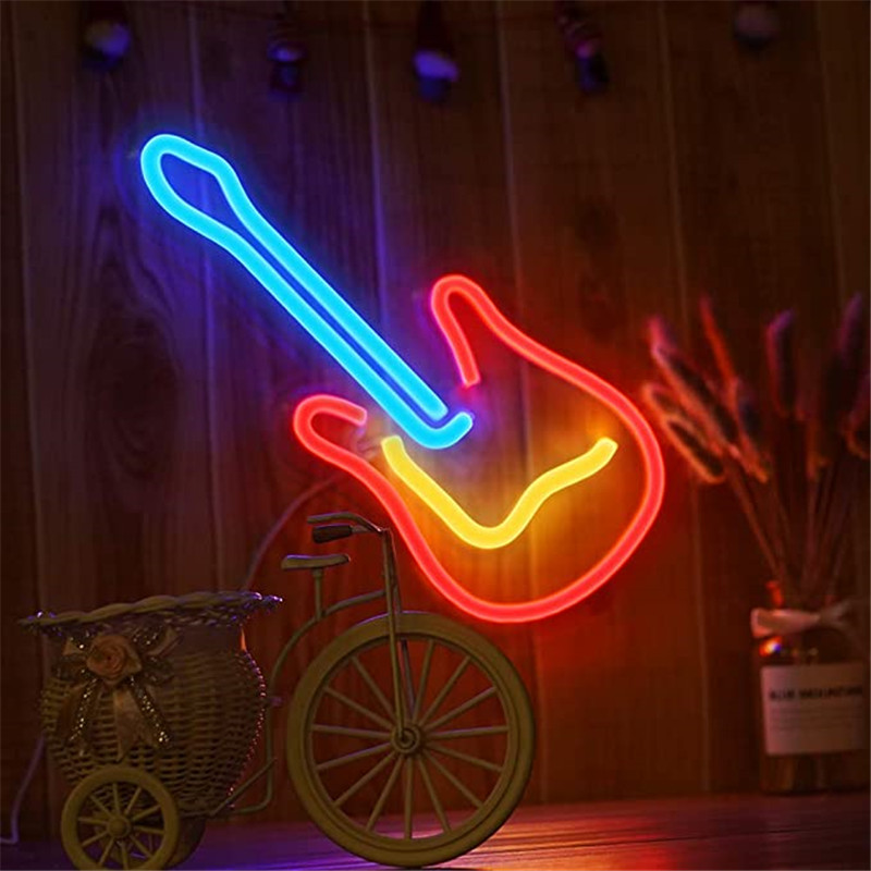 neon banner gitar glødende belysning
