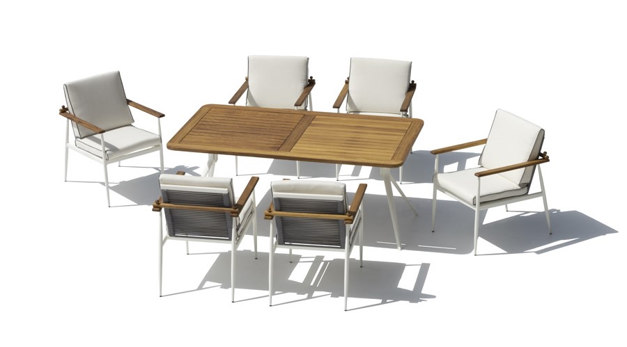 Spisebord og stolsett - Luksuriøse hagemøbler i tre