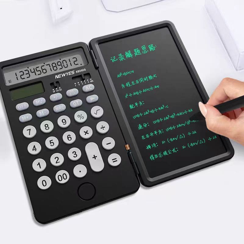 Kalkulator med LCD-panel som notatblokk