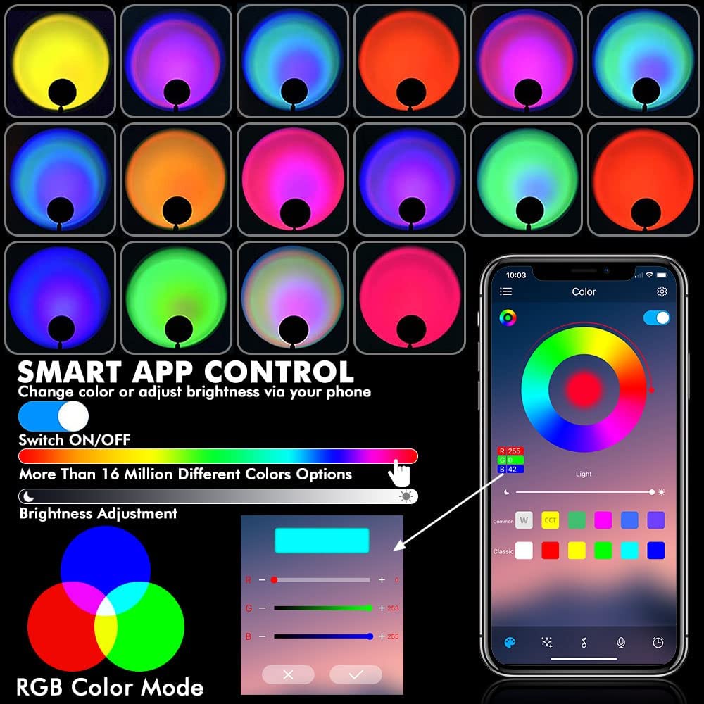 wifi-lampe for smarttelefon mobil app kontrollert RGB fargefull