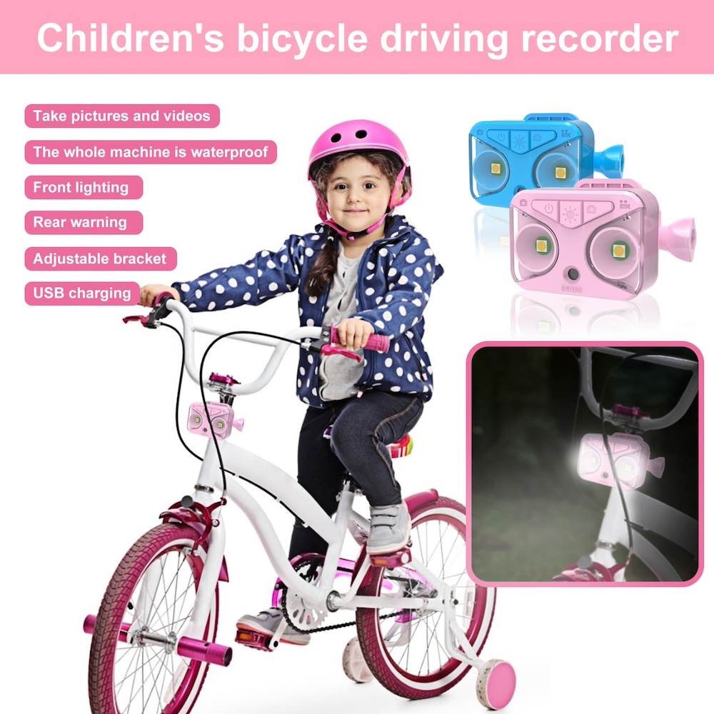 barnesykkelkamera med sykkellys
