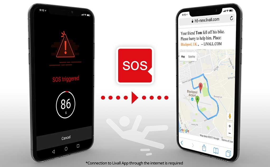 SOS funksjon app mobil sykkelhjelm - Livall BH51M