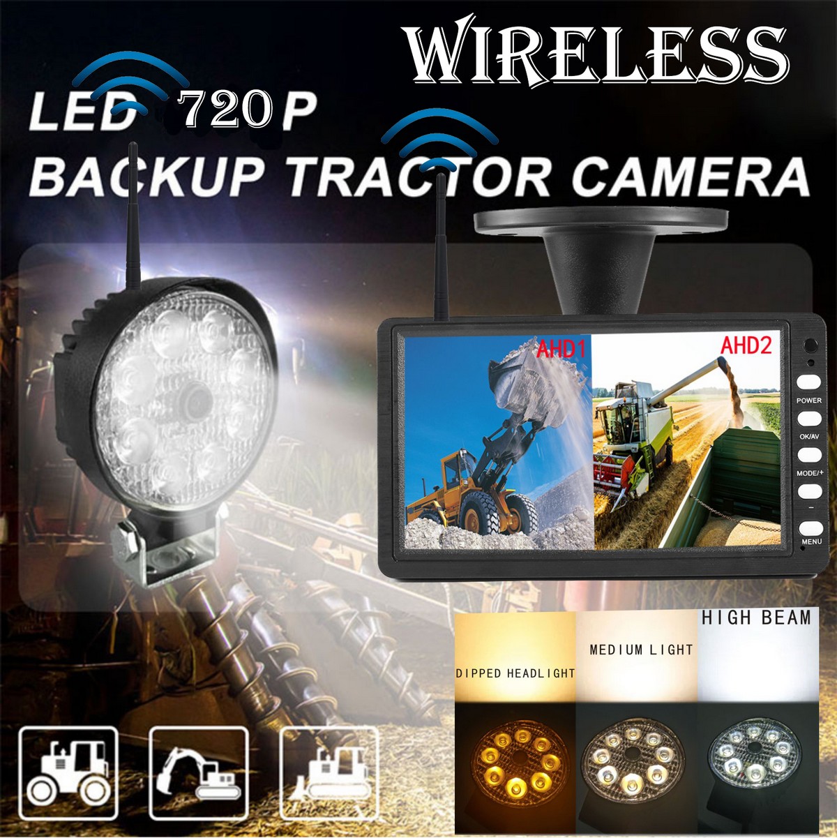 Backup sett - Wifi-kamera med kraftig hvitt LED-lys og mange funksjoner