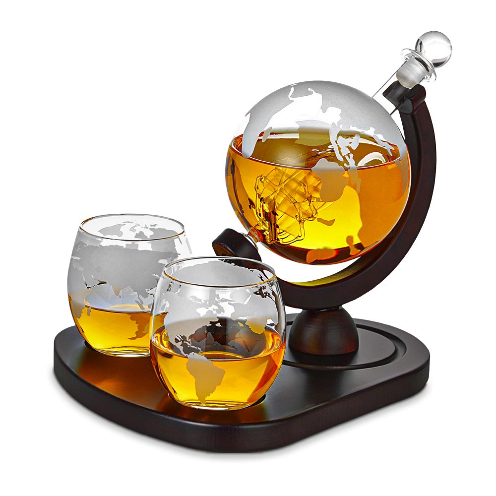 globe whisky karaffer - whisky sett glass