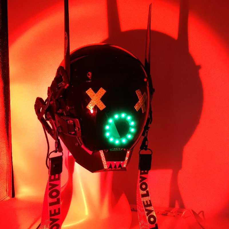 Lysende Cyberpunk LED maskehjelm