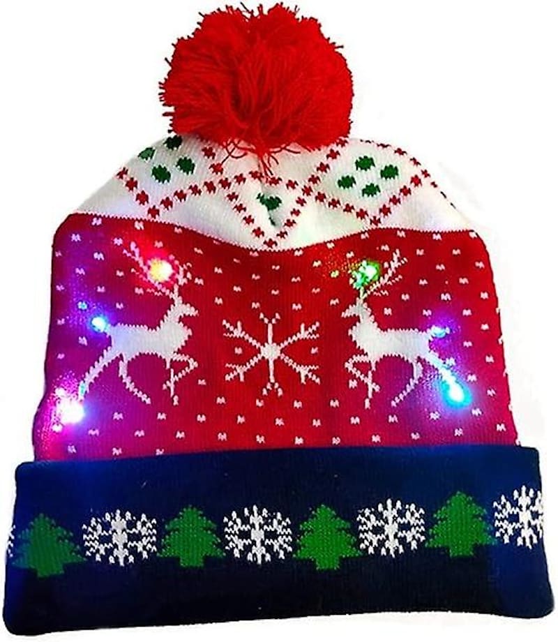Vinterlue med pom-pom, opplyst jul med LED-pærer - JULHYRT